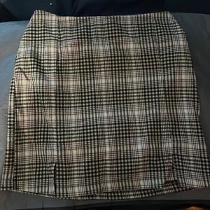 Pink plaid “eyeshadow” midi skirt